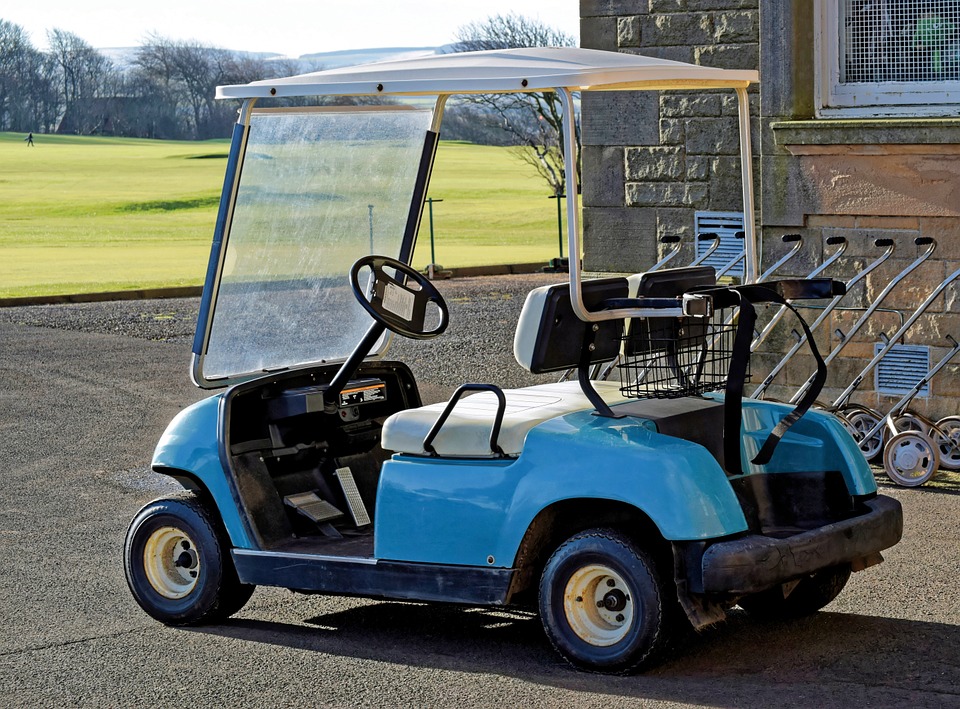 blue golf cart