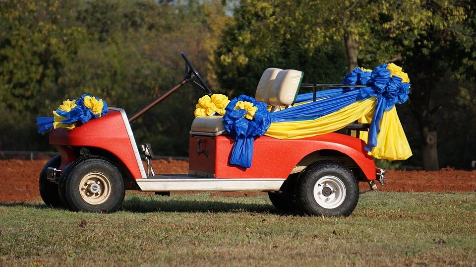 Decorated golf cart